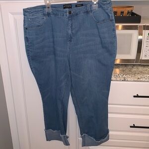 Susan Graver Cuffed Hem Girlfriend Jeans Size 20W